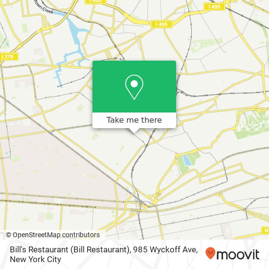 Mapa de Bill's Restaurant (Bill Restaurant), 985 Wyckoff Ave