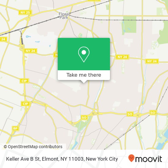 Mapa de Keller Ave B St, Elmont, NY 11003