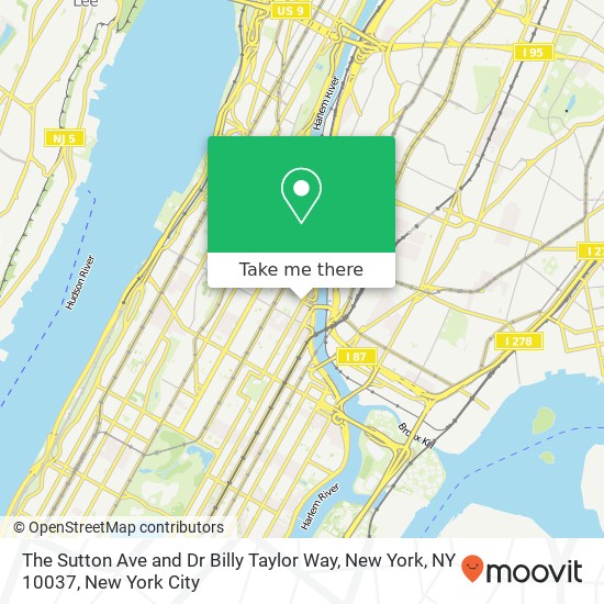 The Sutton Ave and Dr Billy Taylor Way, New York, NY 10037 map