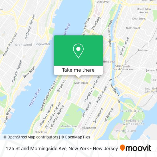 125 St and Morningside Ave map