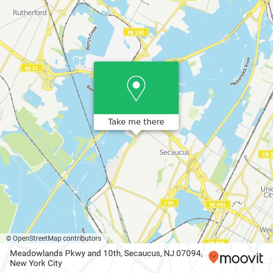 Mapa de Meadowlands Pkwy and 10th, Secaucus, NJ 07094