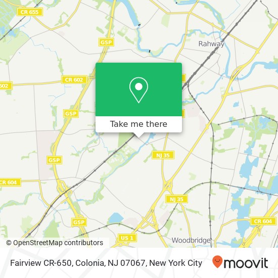 Mapa de Fairview CR-650, Colonia, NJ 07067