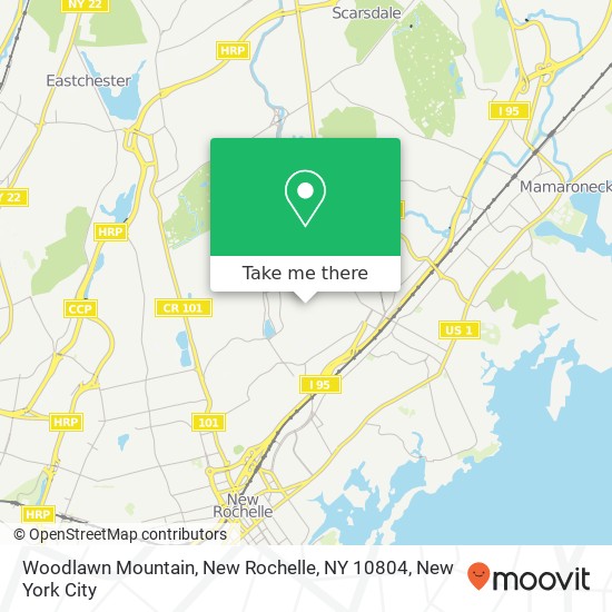 Mapa de Woodlawn Mountain, New Rochelle, NY 10804