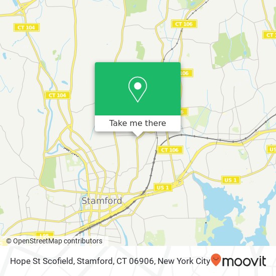 Mapa de Hope St Scofield, Stamford, CT 06906