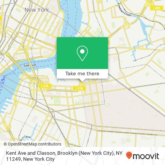 Mapa de Kent Ave and Classon, Brooklyn (New York City), NY 11249