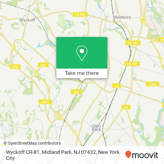 Mapa de Wyckoff CR-81, Midland Park, NJ 07432
