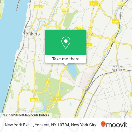 Mapa de New York Exit 1, Yonkers, NY 10704