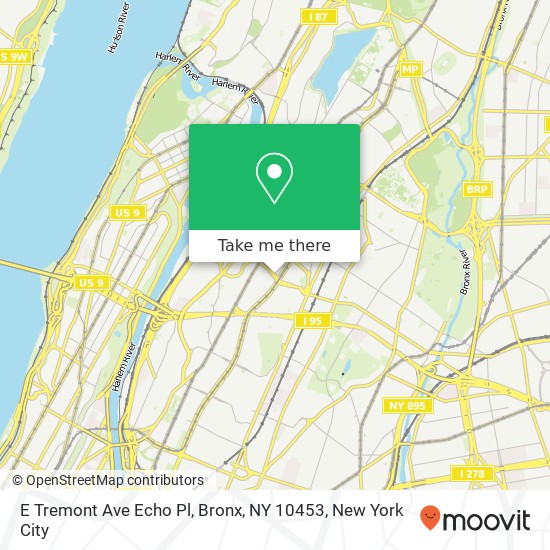 Mapa de E Tremont Ave Echo Pl, Bronx, NY 10453