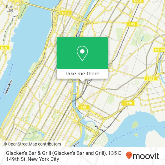 Mapa de Glacken's Bar & Grill (Glacken's Bar and Grill), 135 E 149th St