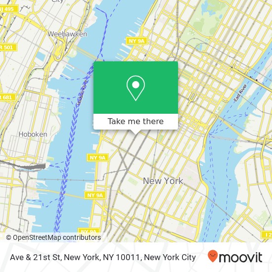 Ave & 21st St, New York, NY 10011 map