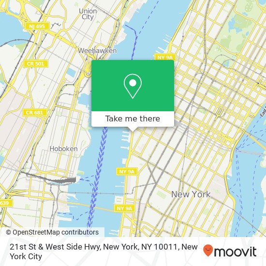 Mapa de 21st St & West Side Hwy, New York, NY 10011