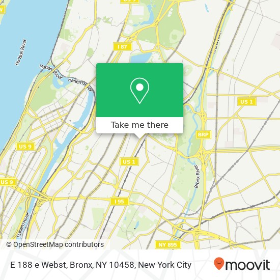 Mapa de E 188 e Webst, Bronx, NY 10458