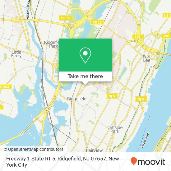 Mapa de Freeway 1 State RT 5, Ridgefield, NJ 07657