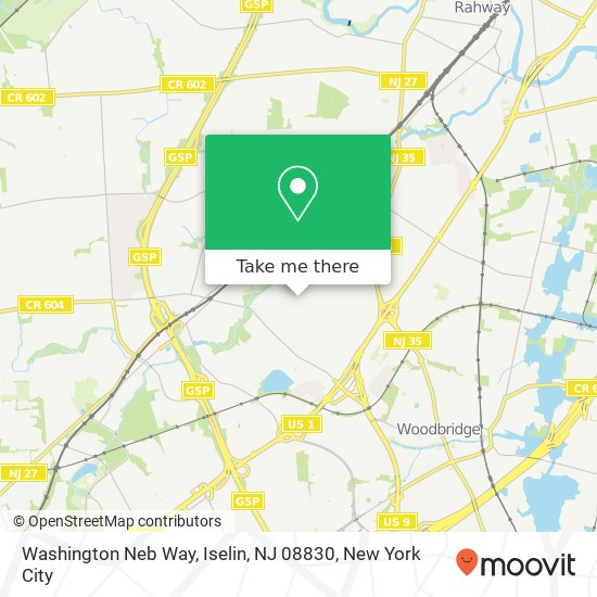 Mapa de Washington Neb Way, Iselin, NJ 08830