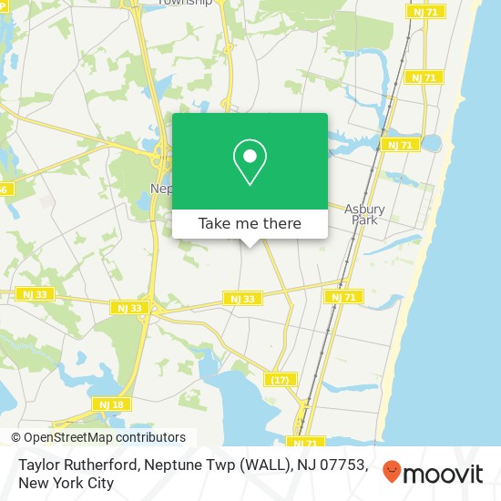 Mapa de Taylor Rutherford, Neptune Twp (WALL), NJ 07753