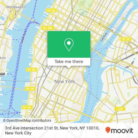 Mapa de 3rd Ave intersection 21st St, New York, NY 10010