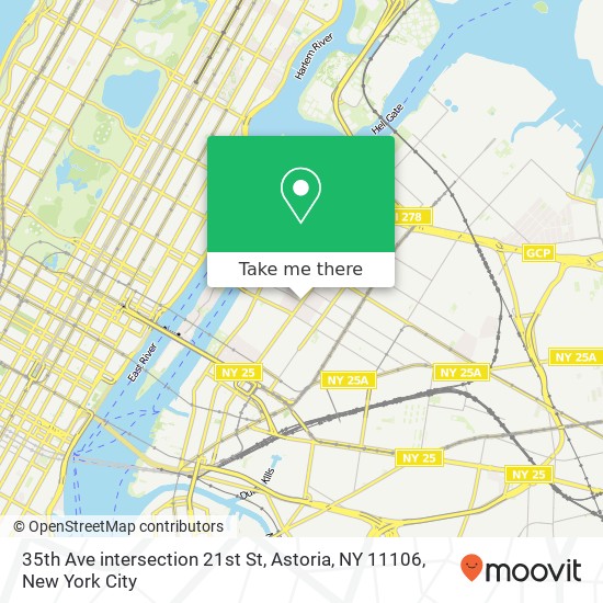 Mapa de 35th Ave intersection 21st St, Astoria, NY 11106