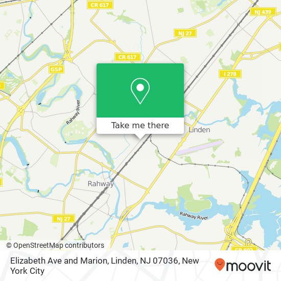 Mapa de Elizabeth Ave and Marion, Linden, NJ 07036
