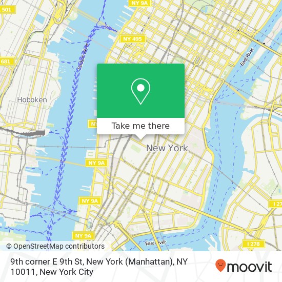 Mapa de 9th corner E 9th St, New York (Manhattan), NY 10011