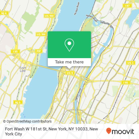 Mapa de Fort Wash W 181st St, New York, NY 10033