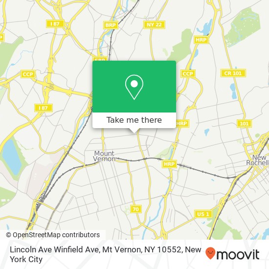 Mapa de Lincoln Ave Winfield Ave, Mt Vernon, NY 10552