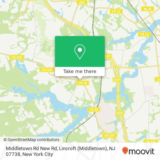 Mapa de Middletown Rd New Rd, Lincroft (Middletown), NJ 07738