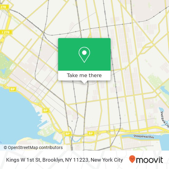 Mapa de Kings W 1st St, Brooklyn, NY 11223