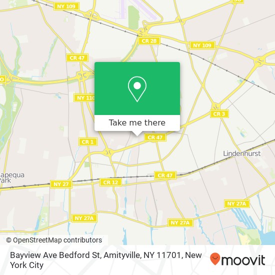 Mapa de Bayview Ave Bedford St, Amityville, NY 11701