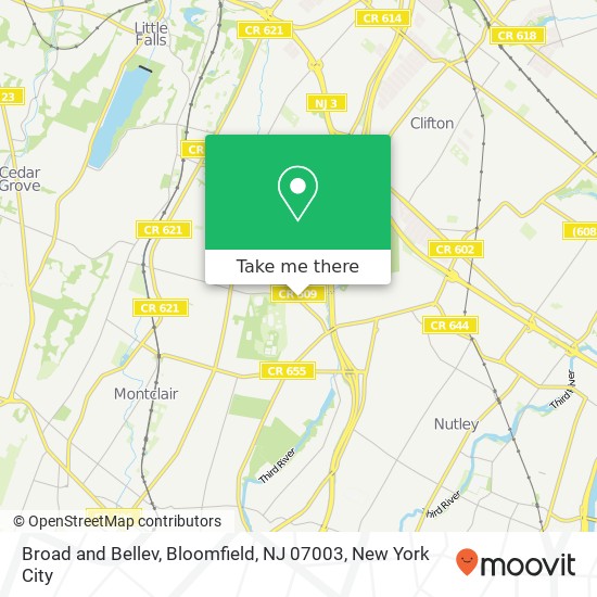 Mapa de Broad and Bellev, Bloomfield, NJ 07003