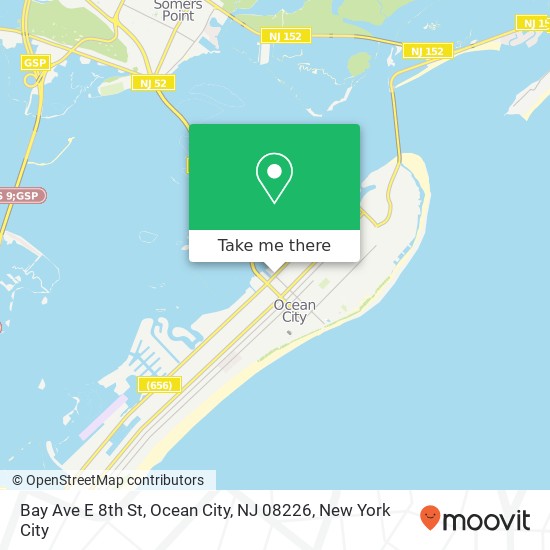 Mapa de Bay Ave E 8th St, Ocean City, NJ 08226