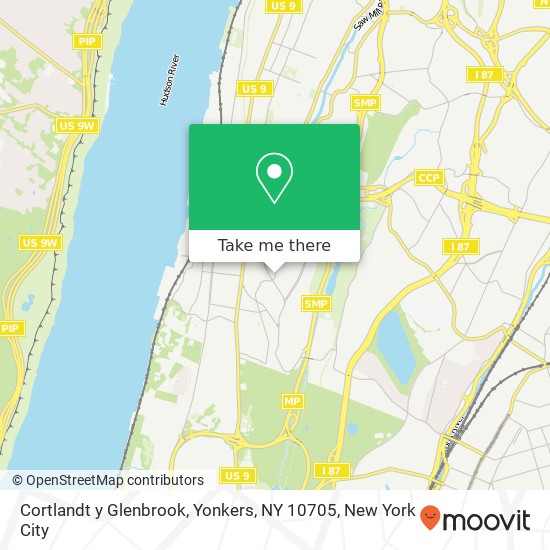 Mapa de Cortlandt y Glenbrook, Yonkers, NY 10705