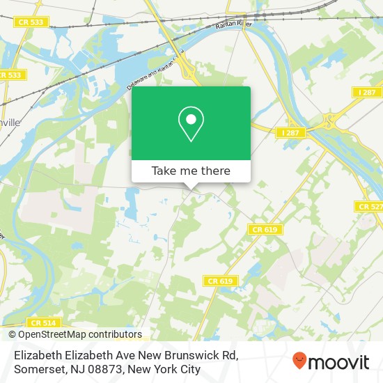 Mapa de Elizabeth Elizabeth Ave New Brunswick Rd, Somerset, NJ 08873