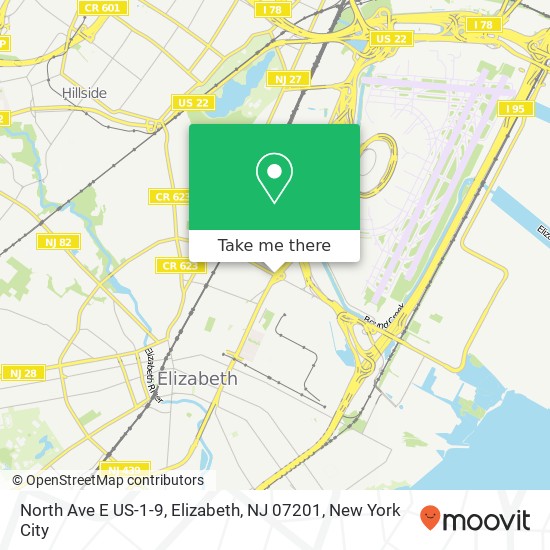 Mapa de North Ave E US-1-9, Elizabeth, NJ 07201