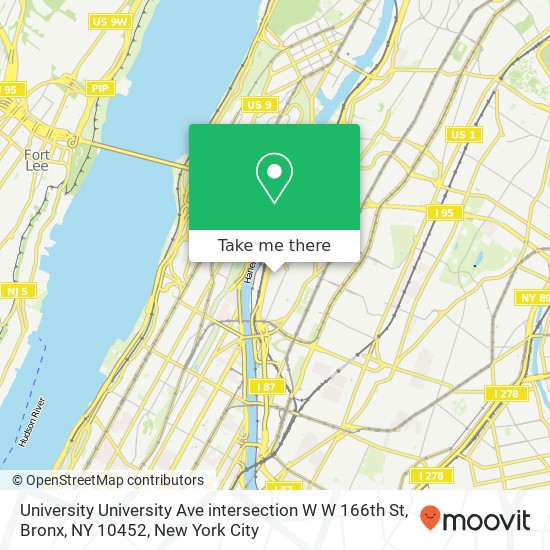 Mapa de University University Ave intersection W W 166th St, Bronx, NY 10452