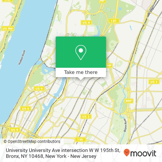 University University Ave intersection W W 195th St, Bronx, NY 10468 map