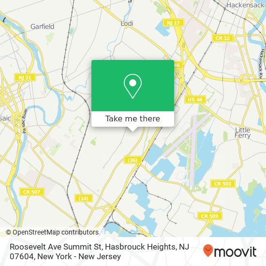 Mapa de Roosevelt Ave Summit St, Hasbrouck Heights, NJ 07604