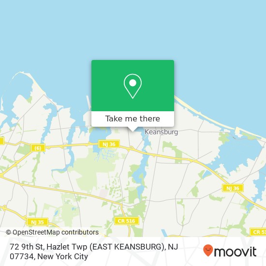 Mapa de 72 9th St, Hazlet Twp (EAST KEANSBURG), NJ 07734