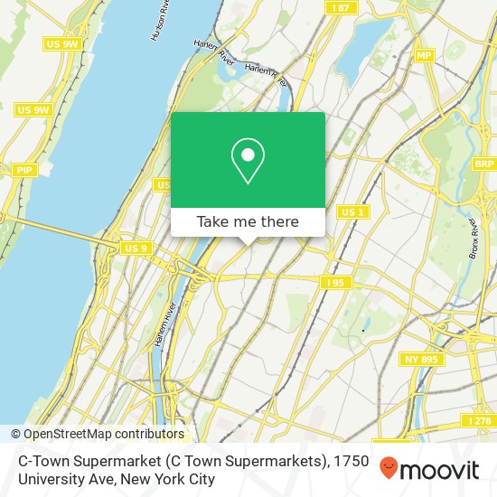 Mapa de C-Town Supermarket (C Town Supermarkets), 1750 University Ave