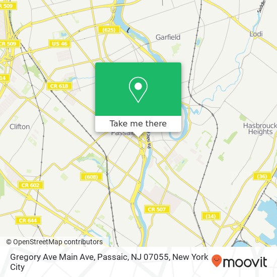 Gregory Ave Main Ave, Passaic, NJ 07055 map