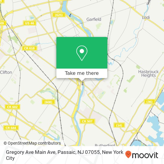 Mapa de Gregory Ave Main Ave, Passaic, NJ 07055