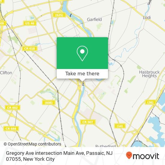 Mapa de Gregory Ave intersection Main Ave, Passaic, NJ 07055