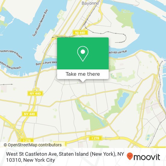 Mapa de West St Castleton Ave, Staten Island (New York), NY 10310