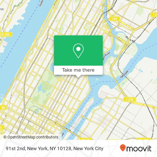 Mapa de 91st 2nd, New York, NY 10128