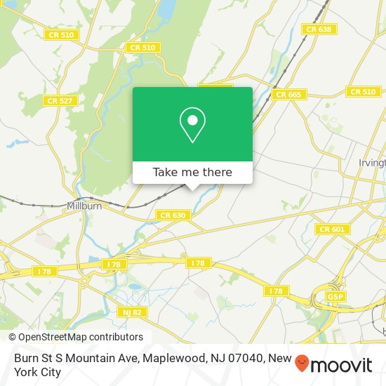 Burn St S Mountain Ave, Maplewood, NJ 07040 map