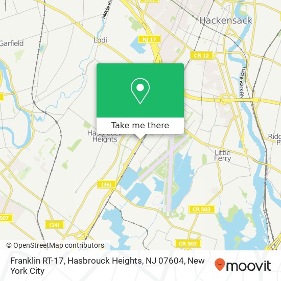 Mapa de Franklin RT-17, Hasbrouck Heights, NJ 07604