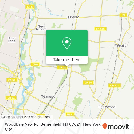 Mapa de Woodbine New Rd, Bergenfield, NJ 07621