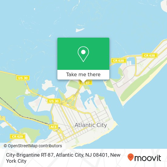 Mapa de City-Brigantine RT-87, Atlantic City, NJ 08401