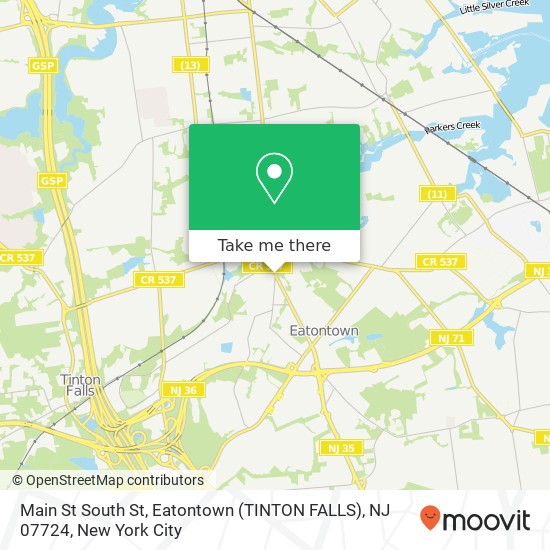 Mapa de Main St South St, Eatontown (TINTON FALLS), NJ 07724