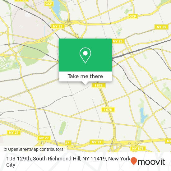 Mapa de 103 129th, South Richmond Hill, NY 11419