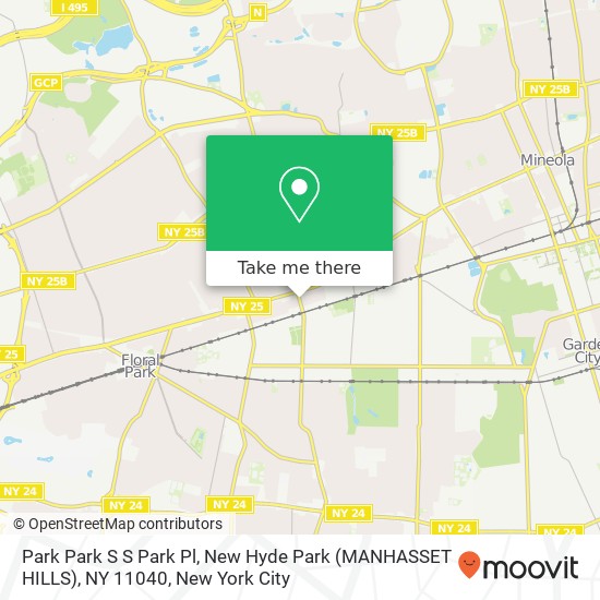 Mapa de Park Park S S Park Pl, New Hyde Park (MANHASSET HILLS), NY 11040